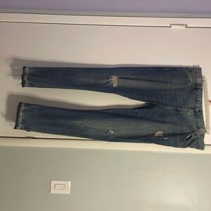 Distress skinny leg blue washed jeans
